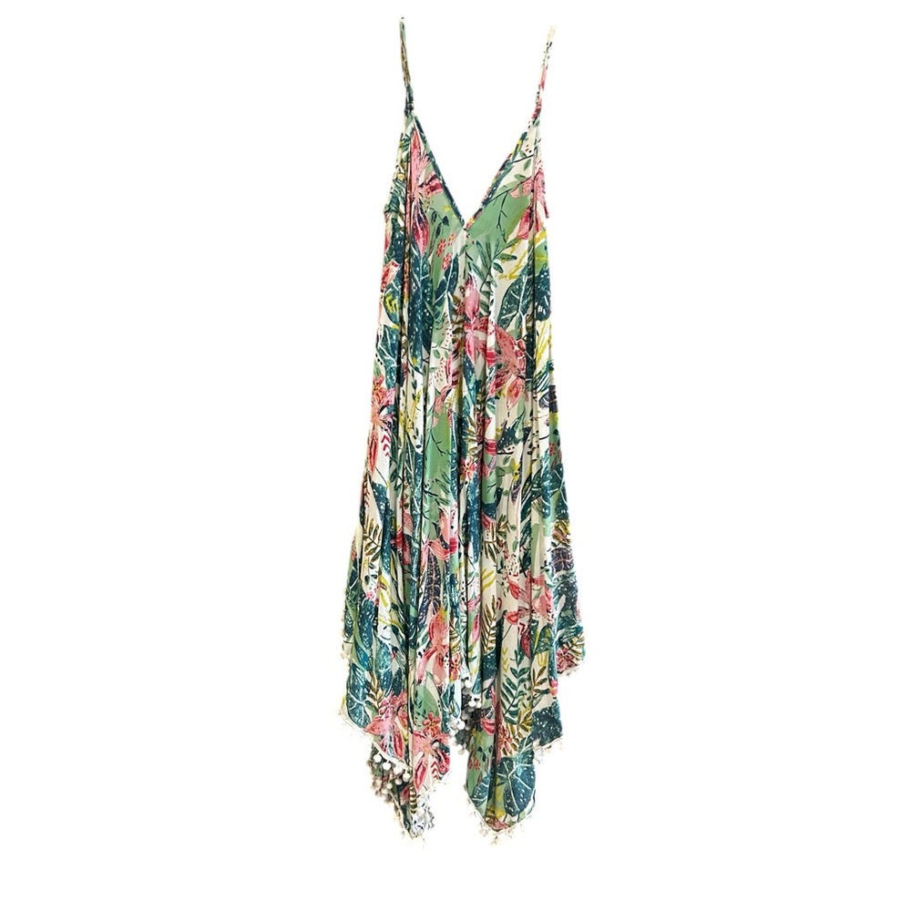 GOA BEACHWEAR by JAPNA Asymmetrical Tropical Dress Pom‎ Poms L
